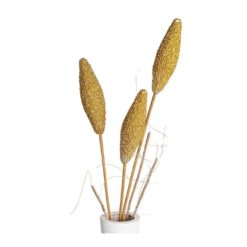 3 fejű hosszúkás arany színű habvirág 70cm "Mendoza"