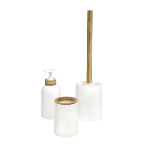 Zen 3 részes fürdőszobai szett fehér és bambusz színben