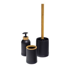 Zen 3 részes fürdőszobai szett fekete és bambusz színben