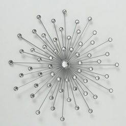 Ezüst színű fém fali dekor kristály berakással 48cm