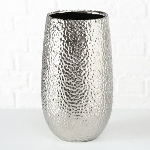 Ezüst színű kö hatásó kerámia váza 31cm