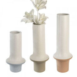 Kő hatású fehér és világos szürke színű kerámia váza 40x9