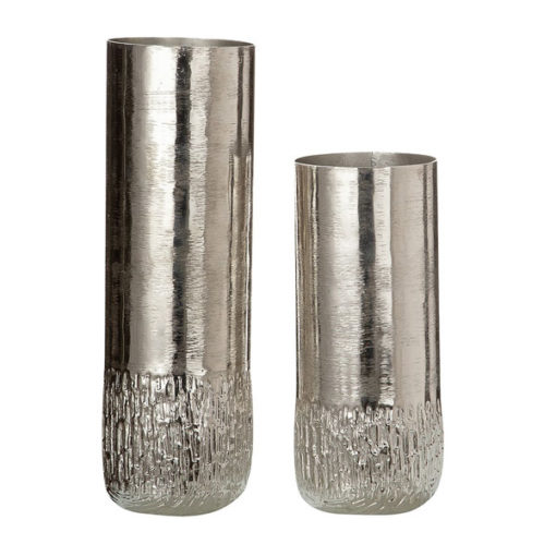 Ezüst színű strukturált felületű alumínium váza 29cm Rudo
