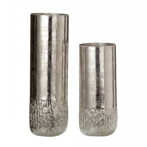 Ezüst színű strukturált felületű alumínium váza 23cm Rudo