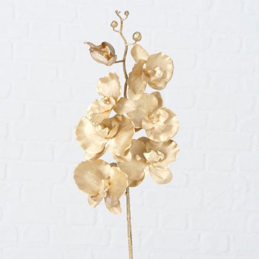 Hatalmas 80cm magas orchidea 7 virággal, bimbókkal arany színben