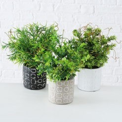 Exkluzív élethű zöld növények szürke vagy fehér kaspóban 29cm