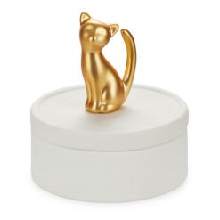 Exkluzív ékszertartó doboz arany cicával a tetején