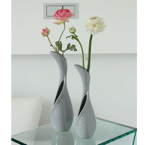 Modern, fényes szürke színű design kerámia váza Vitogrey 27cm
