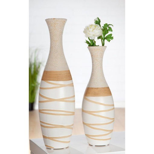 Bézs és fehér kerámia váza Claire 40cm
