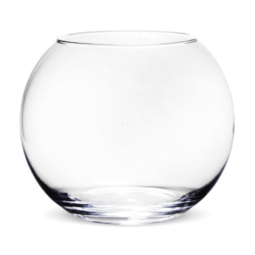 Gyönyörű kristálytiszta gömb üvegváza 21cm