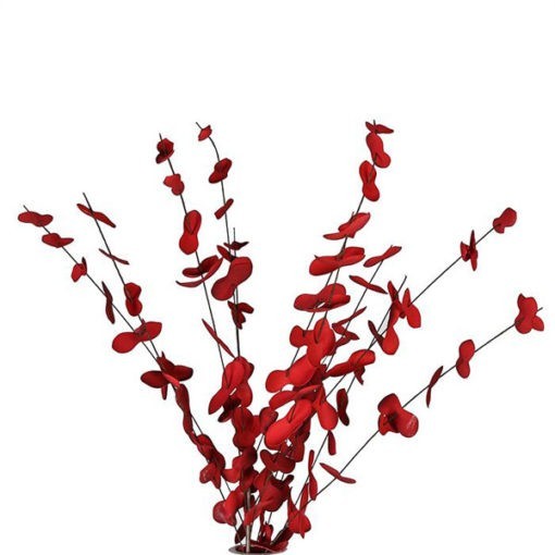Hatalmas 122cm-es piros habvirág levelek 12db barna ágon