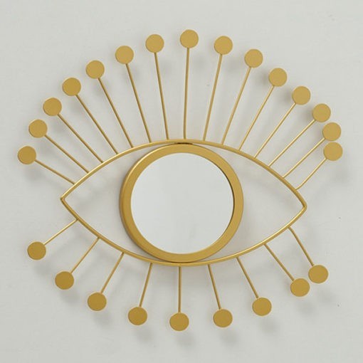 Arany színű fém fali dekor tükörrel, szem formával 33cm Viosos