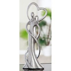 Ezüst színű páros szobor szívet formázó karokkal 28,5cm