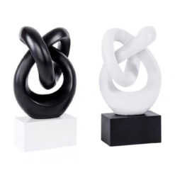 Modern fekete és fehér színű absztrakt műgyanta szobor 26cm