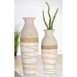 Bézs és fehér kerámia váza Claire 45cm