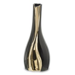 Modern fekete és arany színű kerámia váza 32,5cm