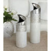 Ezüst színű matt és fényes strukturált felületű kerámia váza 30cm Grace