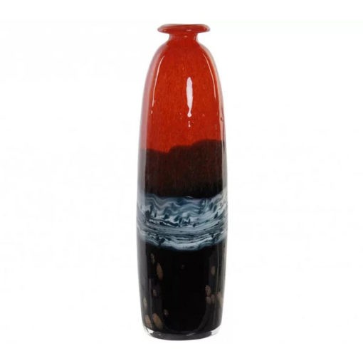 Különleges piros és fekete színű modern üveg váza 30cm