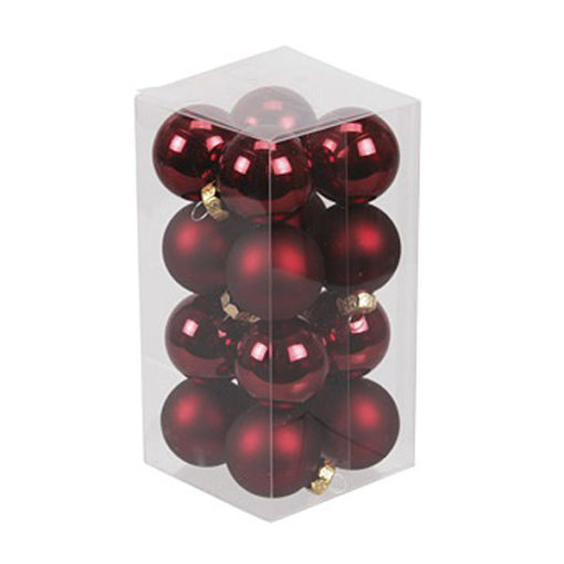 Karácsonyfadísz gömb, bordó színű, fényes és matt, 3,5cm 16db