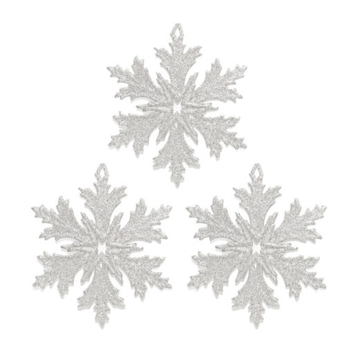 Karácsonyfadísz fehér hókristály, 3db 12cm