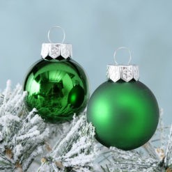 Üveg karácsonyfadísz gömb, zöld színű, fényes és matt felületű, 3,5cm, 16db