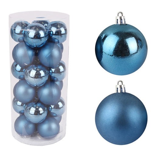 Karácsonyfadísz gömb, arctic kék színű, fényes és matt, 3cm 24db