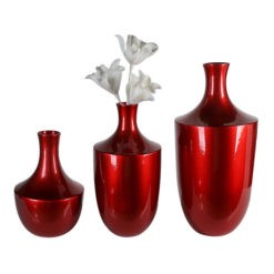 Csodálatos vörös színű fényes mázolt kerámia váza 40cm