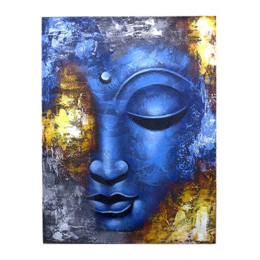Kézzel festett Buddha Festmény - Kék Fej - Absztrakt 60x80cm