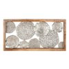 Alumíniumból készült ezüst színű antik hatású rózsás fali dekoráció fa keretben 20x40cm