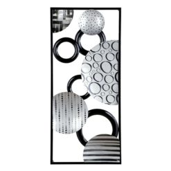 Óriási, buborék mintás, fekete és ezüst színű fém fali dekoráció 90x40cm