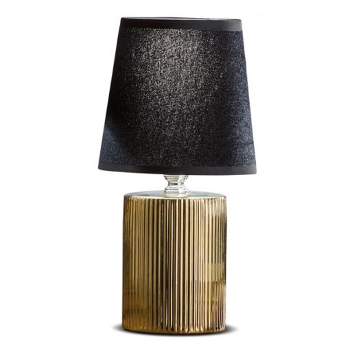 Exkluzív asztali lámpa fekete búrával arany színben