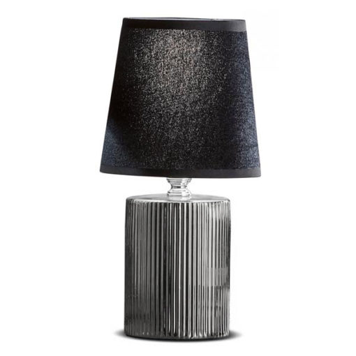 Exkluzív asztali lámpa fekete bársony búrával ezüst színben 27 cm