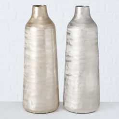 Matt ezüst és pezsgő színű alumínium váza Maluna 40cm