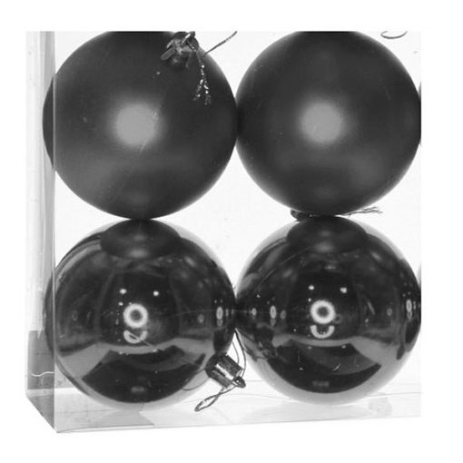 Karácsonyfadísz gömb, fekete színű, fényes és matt felületű, 10cm 4db