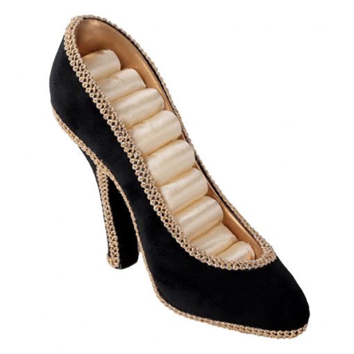 Elegáns fekete és arany színű cipő formájú ékszertartó 12x15cm