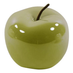 Kerámia alma dekoráció gyöngyház zöld színben 11 cm