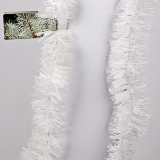 Karácsonyi girland, boa, fehér színű, 6cm széles és 2m hosszú