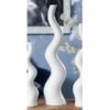 Hatalmas exkluzív, fehér színű modern hullámzó formájú kerámia váza 56cm