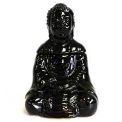 Fekete színű kerámia ülő Buddha aromalámpa