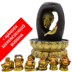 Szoba szökőkút arany Buddhával és Vitarka Mudrával, 30cm