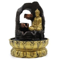 Szoba szökőkút arany meditáló Buddhával, 30cm