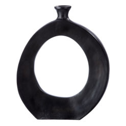 Nagy méretű palack formájú fekete színű alumínium váza 30cm