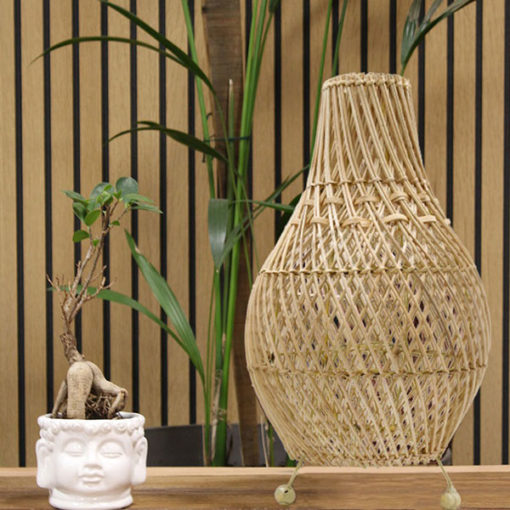 100% természetes rattan asztali lámpa natúr színben Baliról