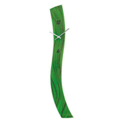 Hatalmas, modern ívelt formájú üveg AMS falióra zöld design nyomattal 74cm