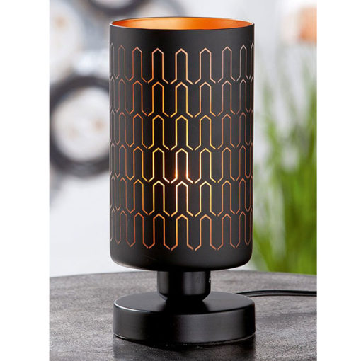 Exkluzív üveg asztali lámpa fekete és arany színben 26cm Onda