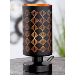Exkluzív üveg asztali lámpa fekete és arany színben 26cm Quatro