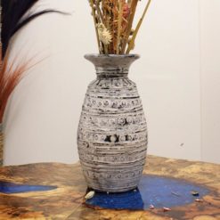 Kézzel készített terracotta váza krém színben antikolt kopottas felülettel 32cm
