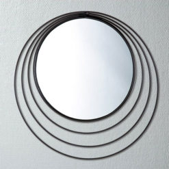 Fekete színű kör alakú modern fém fali tükör 37cm