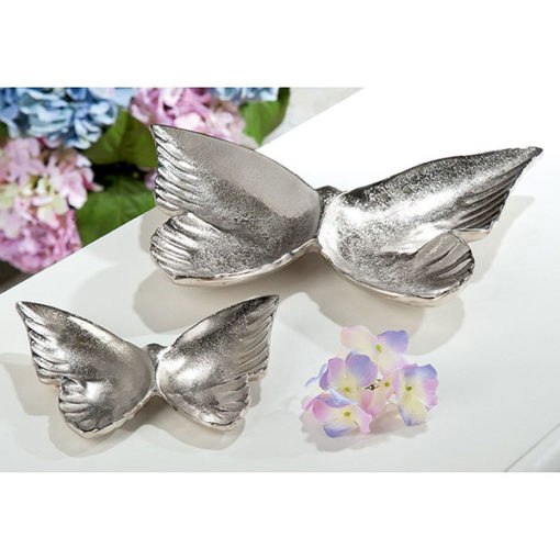 Ezüst színű gyönyörű pillangó formájú alumínium dekor tál 14x17cm