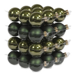 Üveg karácsonyfadísz gömb, zöld színű, fényes és matt, 4cm, 36db